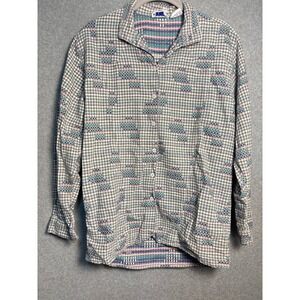 Vintage Angelique India Cotton Plaid Button Up Shirt Boho Cottagecore L